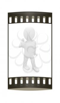3d man with thumb up on a white background. The film strip