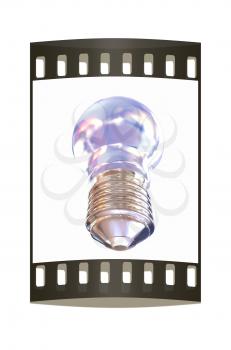 Energy saving light bulb isolated on white. The film strip