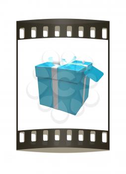 Gift box on a white background. The film strip