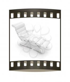 Comfortable white Sun Bed on white background. The film strip