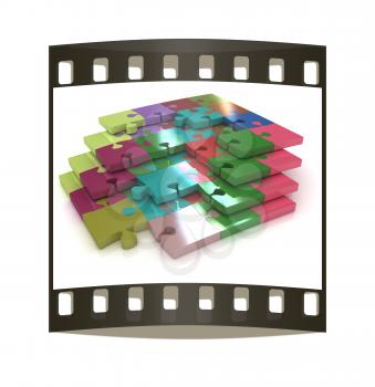 Many-colored puzzle pattern (removable pieces). The film strip
