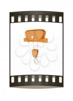 Crane hook on a white background. The film strip