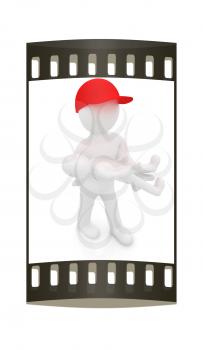 3d man with child. 3d render on a white background. The film strip