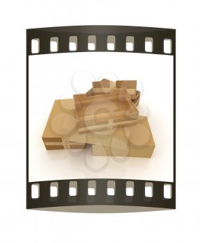 Cardboard boxes on a white background. The film strip