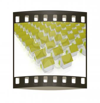 Houses on a white background. The film strip