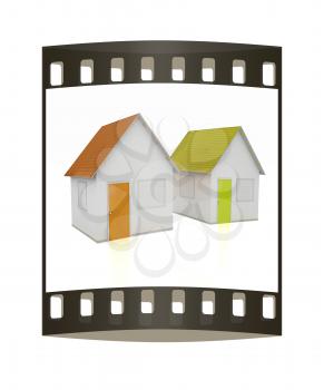 Houses on a white background. The film strip