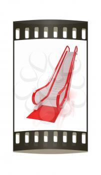 Escalator on a white background. The film strip