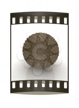 Abstract glossy sphere with pimples on a white background. The film strip