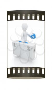 3d doctor on a white background. The film strip