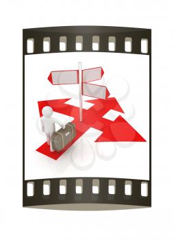 Traffic sign with 3d person on a white background. The film strip