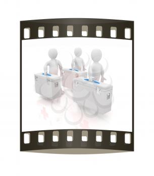 3d doctors on a white background. The film strip. The film strip