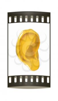 Ear 3d render isolated on white background. The film strip 