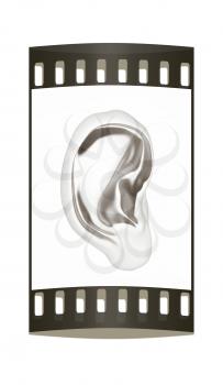 Ear metal 3d render isolated on white background. The film strip