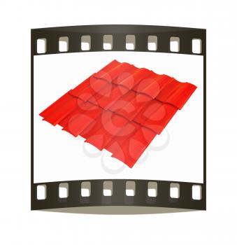 3d roof tiles isolated on white background. The film strip 