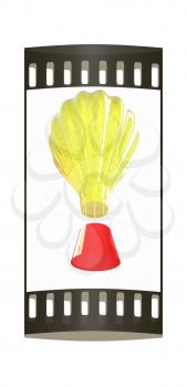 Hot Air Balloons with Gondola. Colorful Illustration isolated on white Background. The film strip