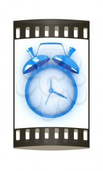 Alarm clock. 3D icon on a white background. The film strip