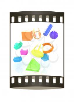Geometric shapes on a white background. The film strip