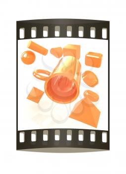 Geometric shapes on a white background. The film strip