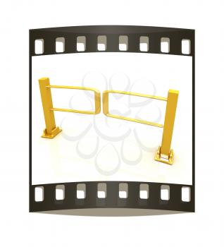 Three-dimensional image of the turnstile on a white background. The film strip