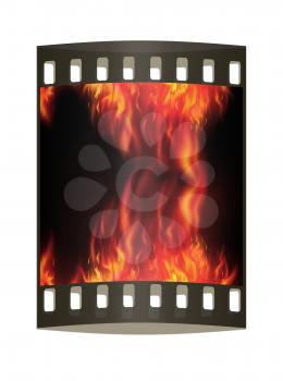 fire isolated over black background. The film strip