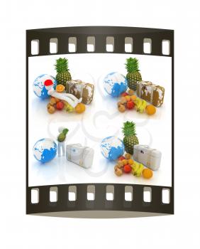 Ctrus and traveler's set on a white background. The film strip