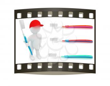 Toothbrush set on a white background. The film strip