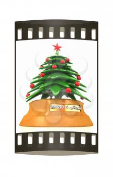 Christmas tree on a white background. The film strip
