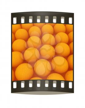 Many oranges are beautiful orange background. The film strip