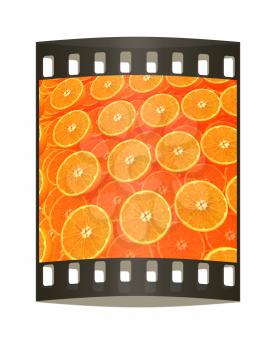 many oranges are beautiful orange background. The film strip