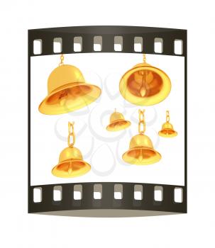 Gold bell set on a white background. The film strip