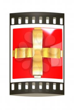 Bright christmas gift background. The film strip