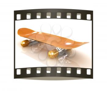 Skateboard on a white background. The film strip