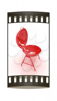 Oven barbecue grill on a white background. The film strip