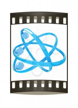 3d atom isolated on white background. The film strip