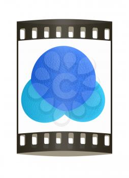 3d illustration of a leather water molecule isolated on white background. The film strip
