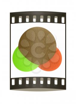 3d illustration of a leather water molecule isolated on white background. The film strip
