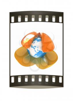 Abstract globe symbol, isolated icon, business concept. The film strip