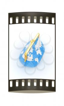 Purse Earth on a white background. The film strip