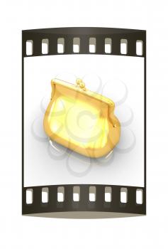 Gold purse on a white background. The film strip