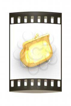 Gold purse on a white background. The film strip