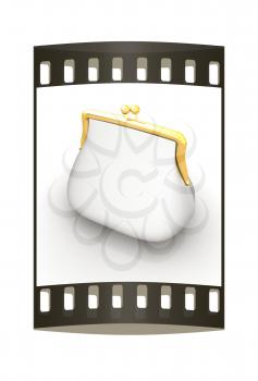 Metallic purse on a white background. The film strip