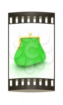 Leather purse on a white background. The film strip