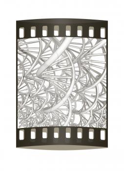 DNA structure model background. The film strip