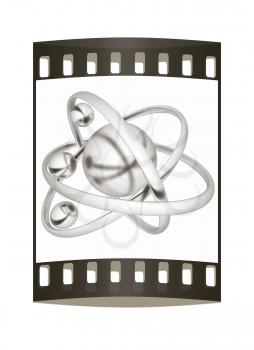 3d atom isolated on white background. The film strip