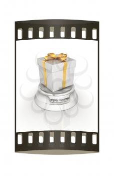 Christmas gift on a white background. The film strip