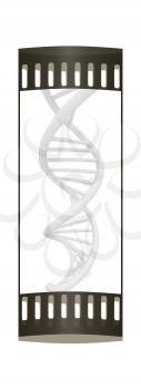 DNA structure model on white. The film strip