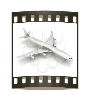 Airplane on a white background. The film strip