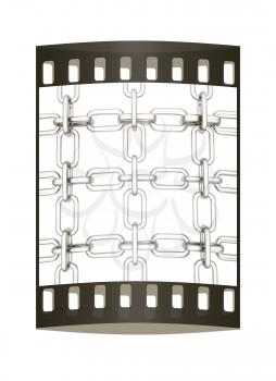 Metall chains isolated on white background. The film strip