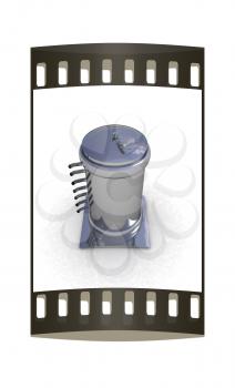 3d abstract metal pressure vessel on white background. The film strip
