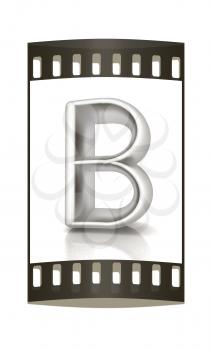 3D metall letter B isolated on white. The film strip